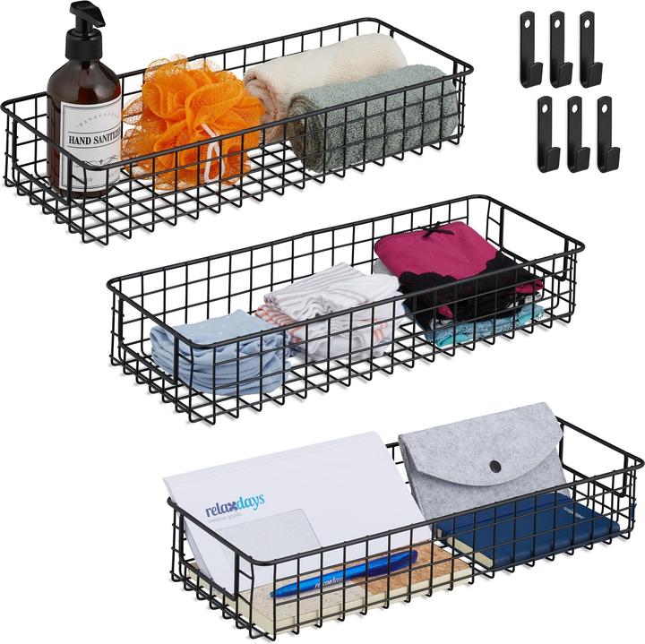 Actual product image Relaxdays 3x wire basket (3 x, 41 x 16 x 7.5 cm)