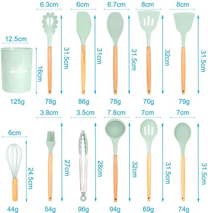 Produktbild Intirilife 12-teiliges Küchenutensilien Set mit Zange Schneebesen Pfannenwender