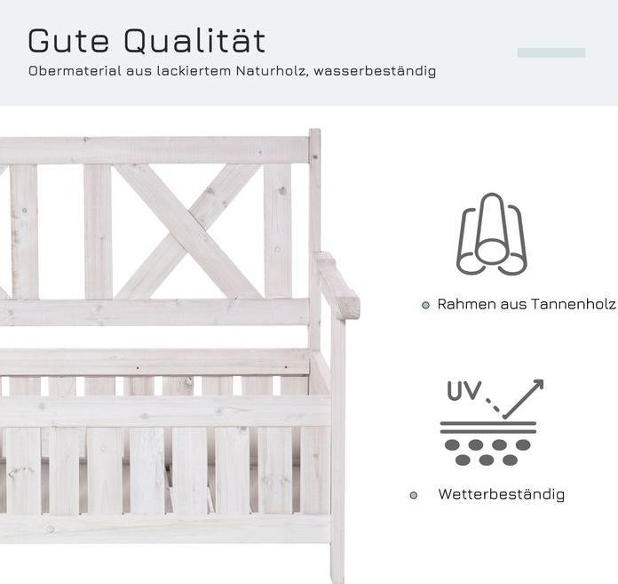 Image du produit Swisshandel24 Gartensitzbank 2-Sitzer mit Stauraum Tanne 115x61x85 cm