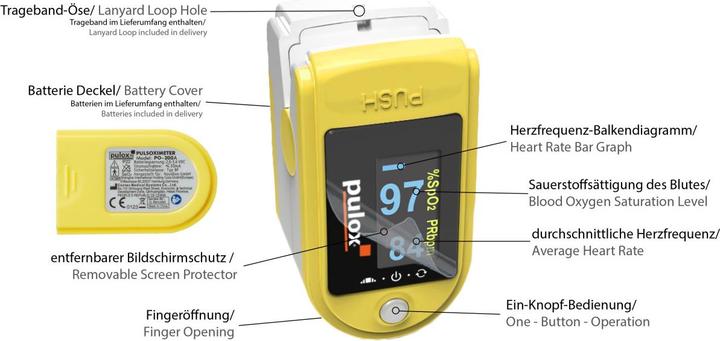 Produktbild Pulox Pulsoximeter PO-200A Solo gelb
