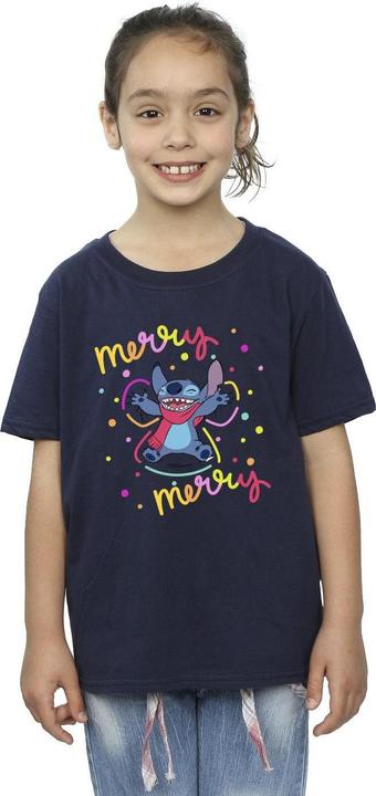 Actual product image Disney Girls Lilo & Stitch Merry Rainbow Cotton T-Shirt (152, 158)
