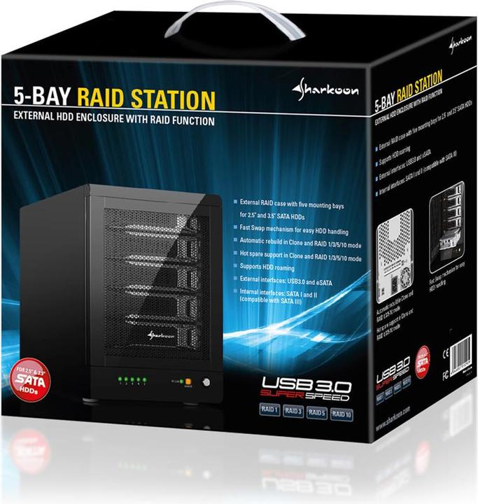 Image du produit Sharkoon Station RAID 5 baies (3.5", 2.5")