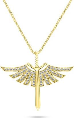 Produktbild Brilio Silver - Stylish gold-plated necklace Angel sword with zircons NCL144Y