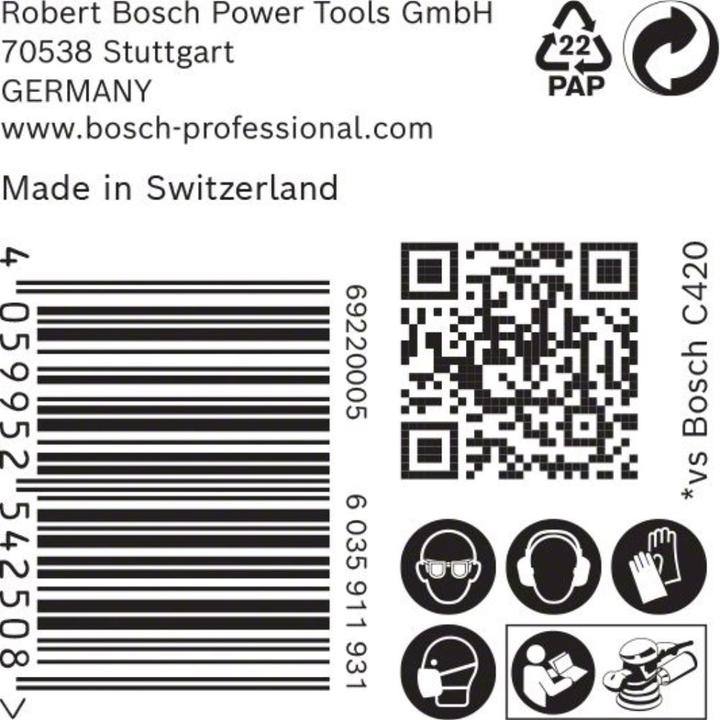 Immagine prodotto Bosch Professional Zubehör EXPERT C470 Carta abrasiva a 8 fori per levigatrici rotorbitali, 125 mm, G 120, 50 pezzi. (120)