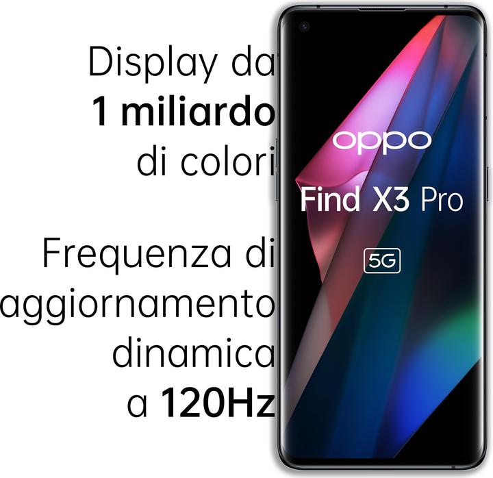 Produktbild OPPO Find X3 Pro (256 GB, Gloss Black, 6.70", SIM + eSIM, 50 Mpx, 5G)