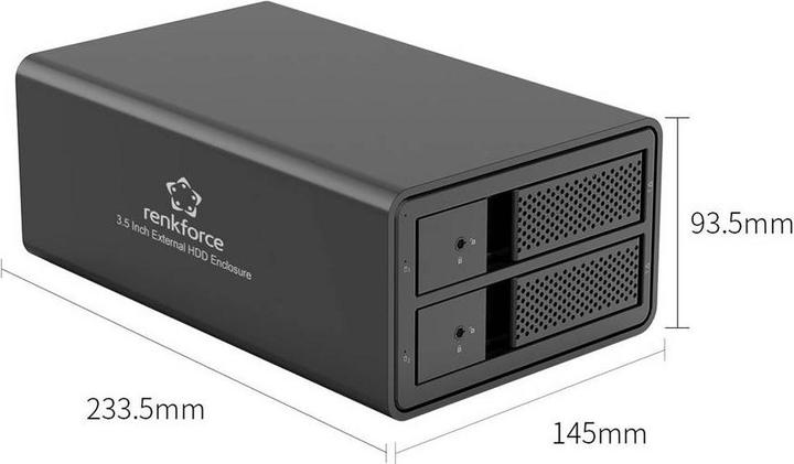 Immagine prodotto Renkforce RF-6647596 8.9 cm (3.5 Zoll) Festplattengehäuse 2 Bay 3.5 Zoll USB-A ( (3.5")