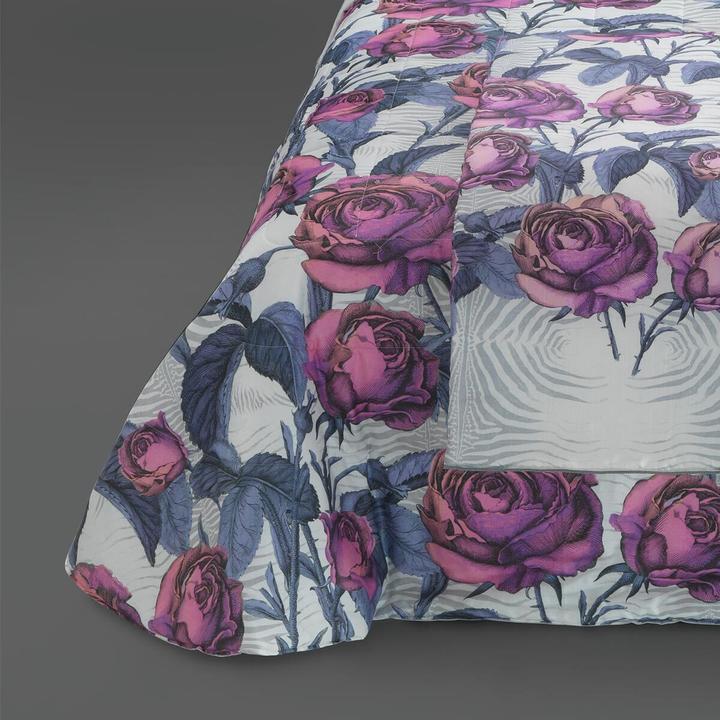 Actual product image Roberto Cavalli Maco-Sateen Bed Linen Rose Deco fuchsia grey (Bedding set, 135x200 cm + 80x80 cm)