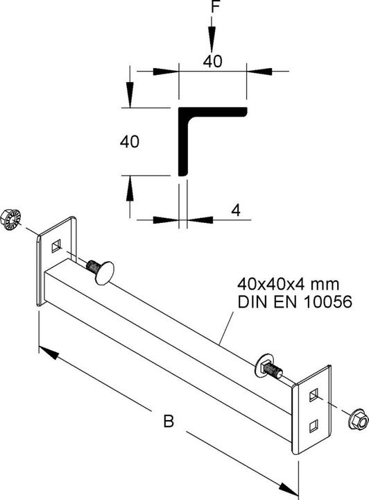 Niedax NIE SPW 40/1200 Sprosse f.Steigetrasse 40x40x4mm B=1234mm 0,75kN