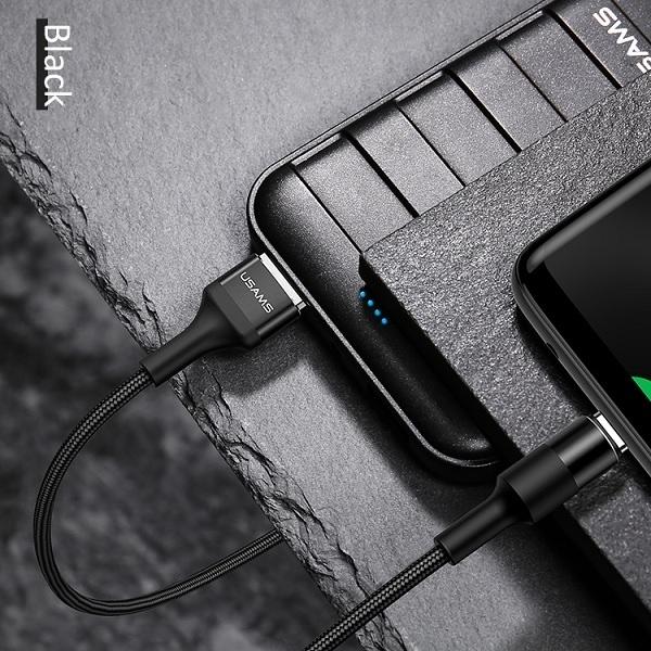 Image du produit Usams US-SJ221 U5 Braided Wire USB to Type-C Data & 2A Charger Round Plug Cable 1.2m Juodas (1.20 m, USB 2.0)