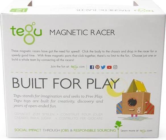 Produktbild Tegu Magnetische Holzbausteine Baby Rennwagen gelb grün