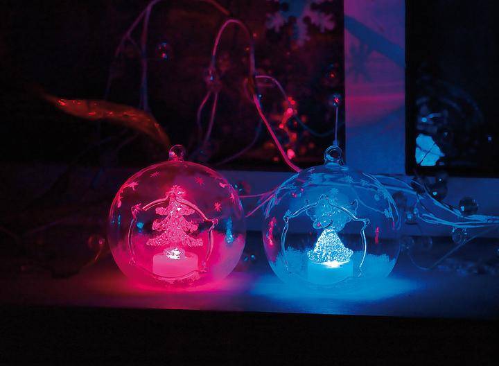 Image du produit Lunartec Ornements en verre LED soufflés à la bouche en forme de boule, lot de 2 (2 -pièce)