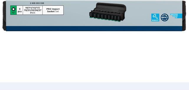 Actual product image Bosch Professional Zubehör PRO Impact socket set, 1/2", standard, 9 pcs. (10 mm, 11 mm, 13 mm, 17 mm, 19 mm, 21 mm, 22 mm, 24 mm, 27 mm)