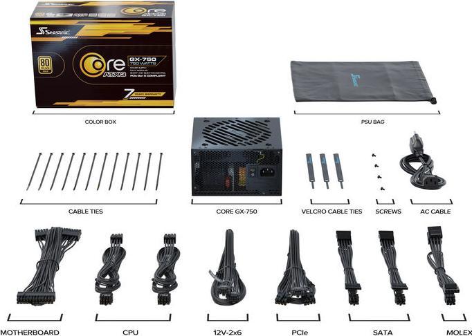 Actual product image Seasonic Core GX-750-V2 750W ATX3.1 black (750 W)