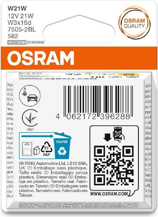 Image du produit Osram W21W Original 2x 2.0 (W21W)