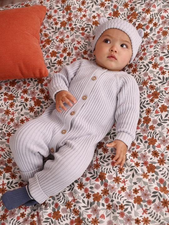 Produktbild Vertbaudet Baby-Set: gerippter Strickoverall & Mütze mit Ohren (74)