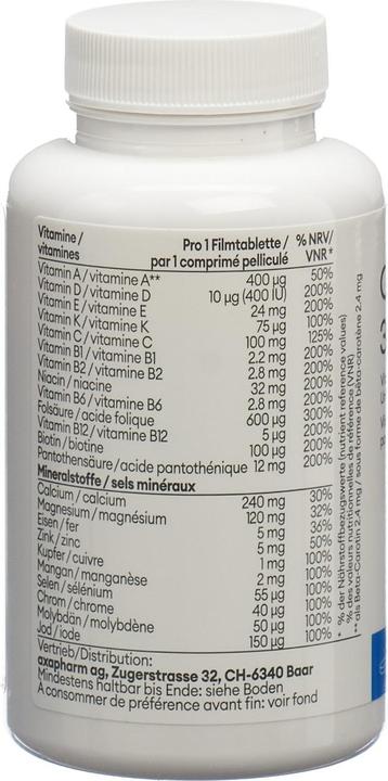 Nährwerte und Zutaten Complex 365 (90 Stück, Tabletten, 220 g)