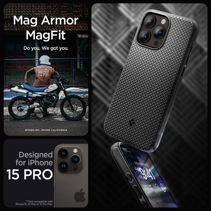Actual product image Spigen Mag Armor iPhone 15 Pro 6.1" MagSafe czarny/matte black (Apple iPhone 15 Pro)