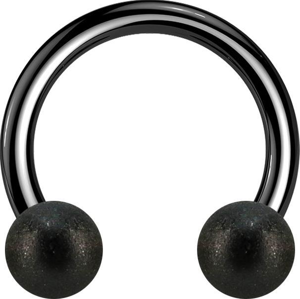 Produktbild Star Piercing Micro Circular Barbell schwarz mit zwei Kugeln gesprenkelt (ohne Messing, Chirurgenstahl 316L)