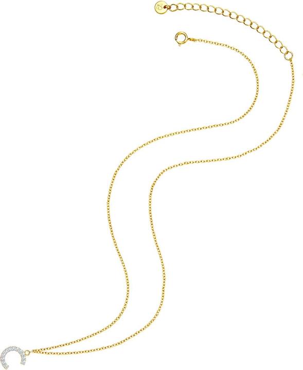 Actual product image Glanzstücke München Ladies letter C sterling silver cubic zirconia yellow gold 45.0 cm base chain + 5.0 cm extension - (Sterling Silver, 40 - 45 cm)