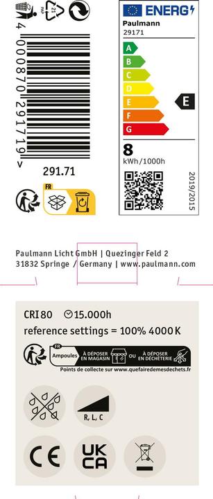 Energie-Label Paulmann Reflektor (GU10, 8 W, 750 lm, 1 x, E)