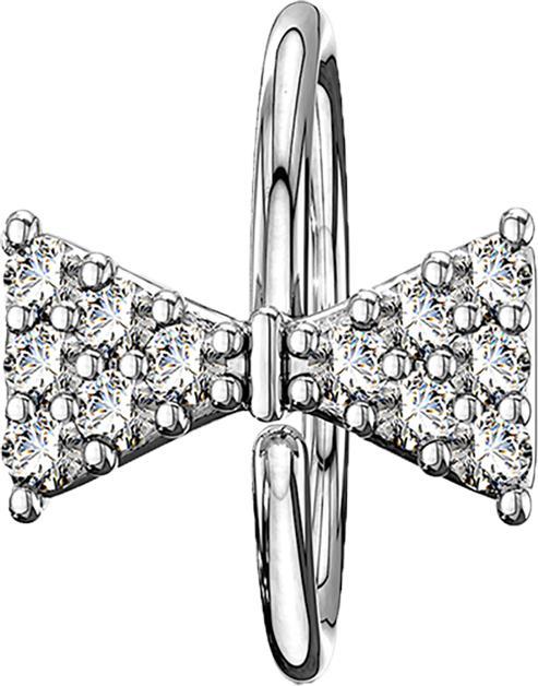 Actual product image Star Piercing Micro Piercing Ring silver Bow Tie with Crystals (Brass)