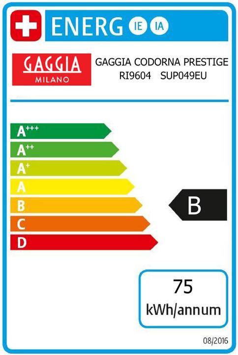 Label énergétique Gaggia Cadorna Prestige