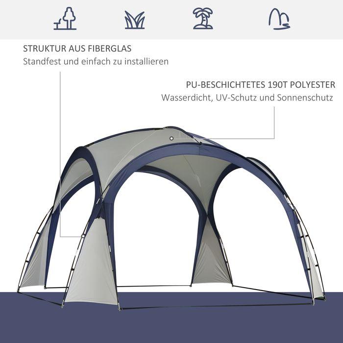 Actual product image Swisshandel24 Marquee party tent sun protection weatherproof fibreglass pole + polyester cream white + blue 3.5 x (350 cm, 350 cm)