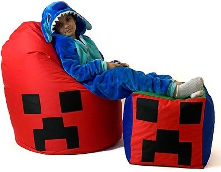 Produktbild Go Gift Minecraft rod XXL 110 x 90 cm Sako taske puf
