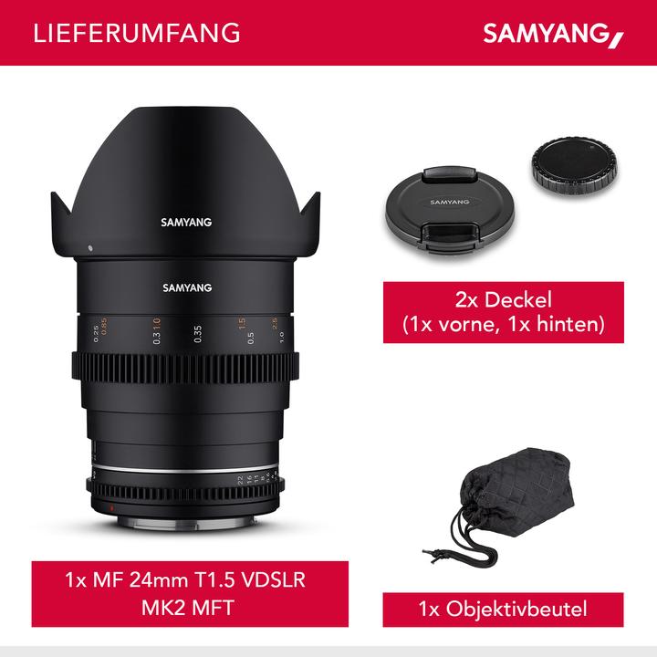 Immagine prodotto Samyang 24mm T1.5 MK2 MFT (Micro Four Thirds, Full-frame, APS-C / DX, Micro Four Thirds)