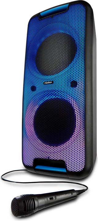 Image du produit Medion P61080 party sound system partyspeakers incl. microfoon, karaoke, oplaadbare batterij, Bluetooth, ec (4 h, Fonctionnement sur secteur)