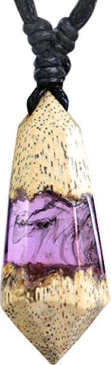 Produktbild Star Piercing Halskette schwarz Anhänger Kristall färbung Epoxy violett aus Tamarind Holz (ohne Messing, Organisch)