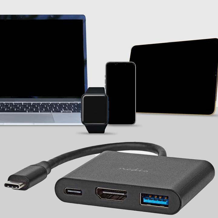 Image du produit Nedis Adaptateur USB multi-ports | USB 3.2 Gen 1 | USB-C™ mâle | Sortie HDMI™ / USB-A femelle / USB-C (USB-C, 1 Ports)
