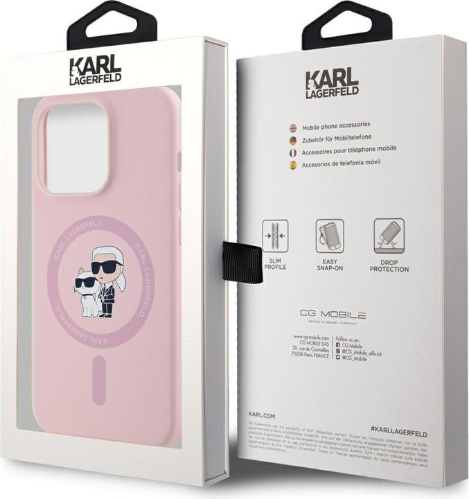 Immagine prodotto Karl Lagerfeld Custodia Liquid Silicone Karl e Choupette MagSafe per iPhone 14 Pro Rosa (Apple iPhone 14 Pro)
