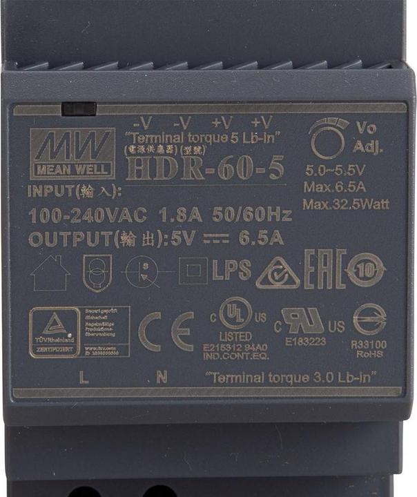 MeanWell Hutschienen Netzteil (DIN Rail) 5 V/DC 6.5 A 32.5 W 1 x