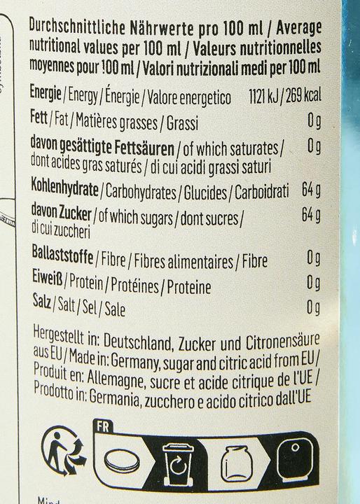 Valori nutrizionali e ingredienti KoRo Sciroppo per la produzione di una bevanda analcolica contenente chinino (1 x 50 cl)