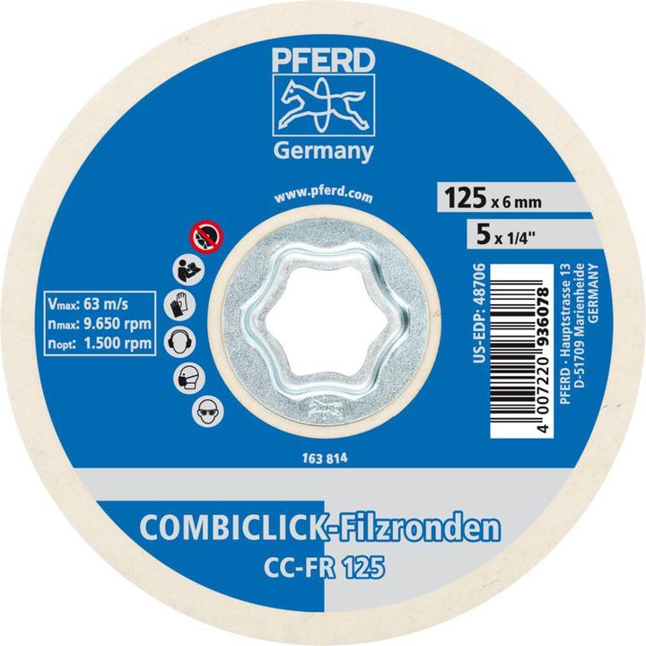 Image du produit Pferd Disque de ponçage COMLICK disques de feutre CC FR Ø 125 mm pour meuleuse d'angle pré et haute