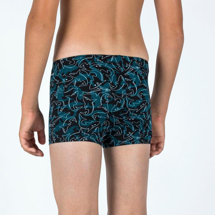 Image du produit Nabaiji Maillot boxer de bain natation Garçon - 500 Fitib shark noir bleu (6, 7, 8)
