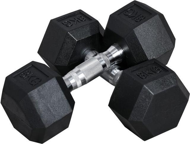 Swisshandel24 Hexagon Kurzhanteln 2er Hantel Set Kurzhantelset Gusseisen Hanteln Griff gerändelt Gewichte Metall G (2 x 8 kg)