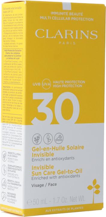 Produktbild Clarins Sun - Gel-en-Huile Solaire Invisible Visage SPF30 (Sonnencreme Gesicht, SPF 30, 50 ml, 72 g)