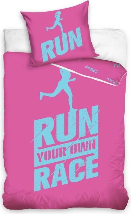 MCU Ren je eigen race roze Sengetøj 140 x 200, 100 procent bomuld