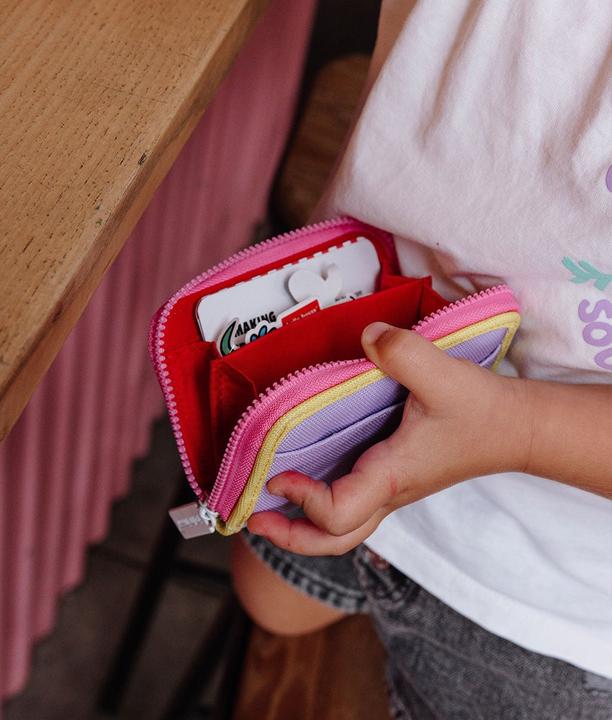 Actual product image Hello Hossy Mini Mauve Coin Purse - Purple / Yellow / Pink