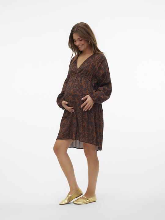 Produktbild Mamalicious Normal geschnitten V-Ausschnitt Elastische Bündchen Ballonärmel Kurzes Kleid Kleid (S)