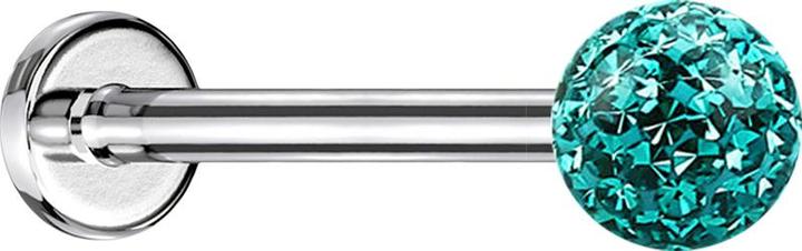 Produktbild Star Piercing Micro Labret silber mit Kristallkugel türkis und Epoxy Schutzschicht (Chirurgenstahl 316L, ohne Messing)
