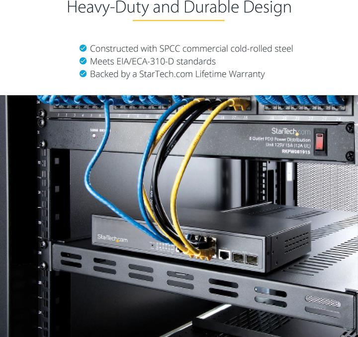Produktbild StarTech 1 HE verstellbarer Schwerlast Fachboden für Server Rack/ Schrank bis 113 Kg - Fachboden Serversch...