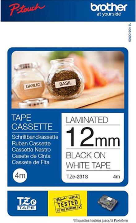 Actual product image Brother TZe-231S (1.20 cm, Black, White)