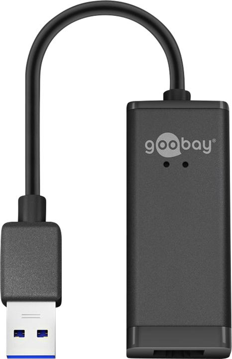 Produktbild Goobay USB 3.0 Gigabit Ethernet Netzwerkkonverter, Schwarz, 0.1 m (USB, RJ45 (1x))