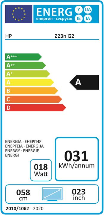 Energy Label HP Z23n G2 (1920 x 1080 pixels, 23")