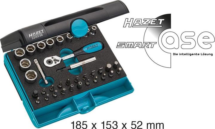Produktbild HAZET Steckschlüssel Satz 2200/36 ∙ Vierkant6,3 mm (1/4 Zoll), Sechskant6,3 (1/4 Zoll) ∙ Aussen Sech… (10  mm, 14 mm, 11 mm, 12 mm, 13 mm)