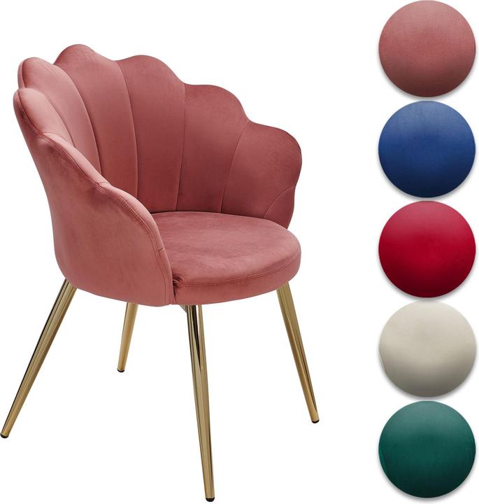 Actual product image FineBuy Esszimmerstuhl Tulpe Samt / Metall Gepolstert Küchenstuhl Schalenstuhl