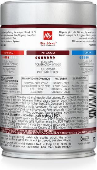 Nutritional values and ingredients Illy Espresso (250 g, Dark roast)